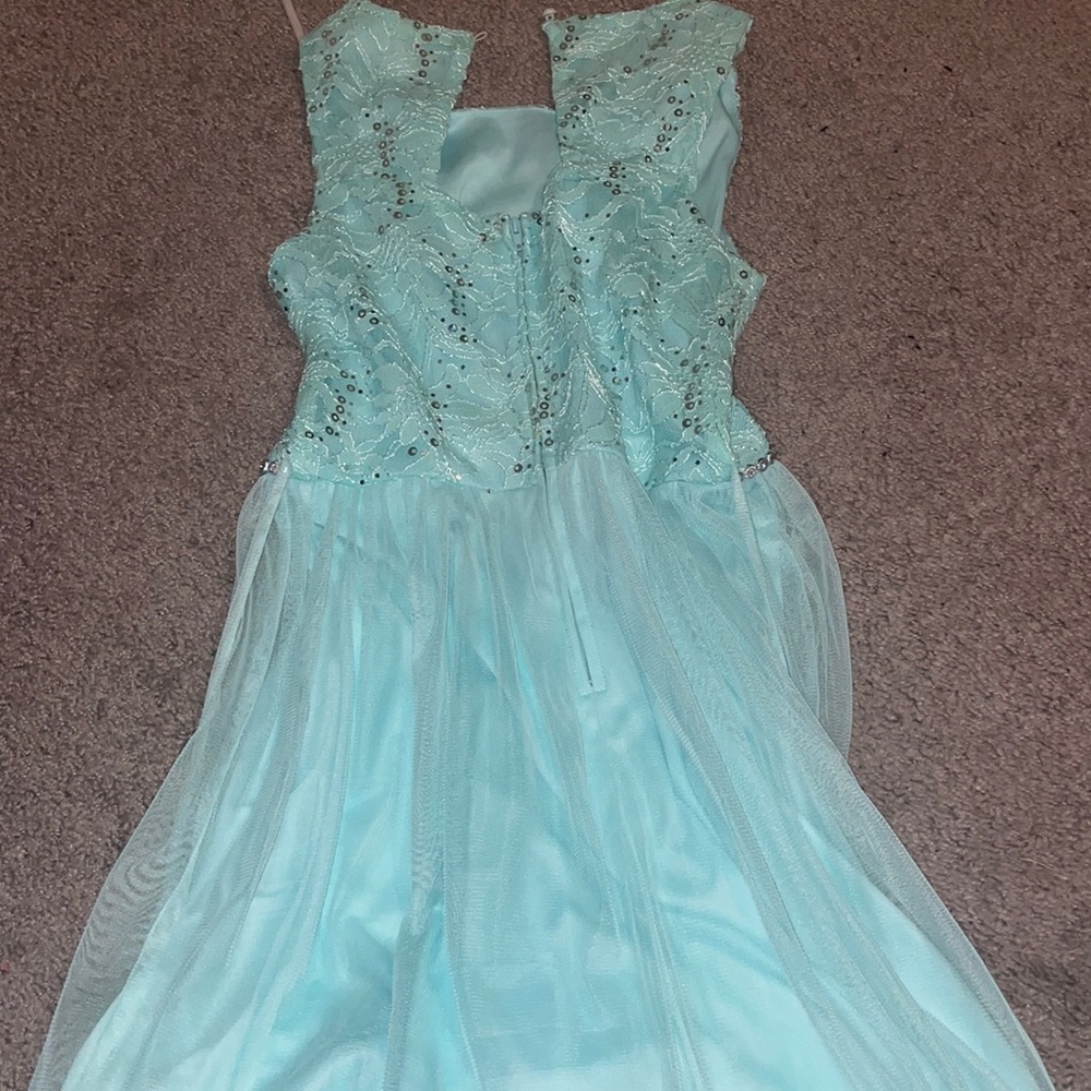 Speechless teal blue dress - rhinestone and glitter top half